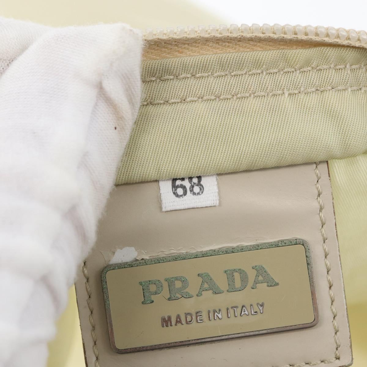 PRADA Shoulder Bag Nylon Ivory Silver Auth hk3516
