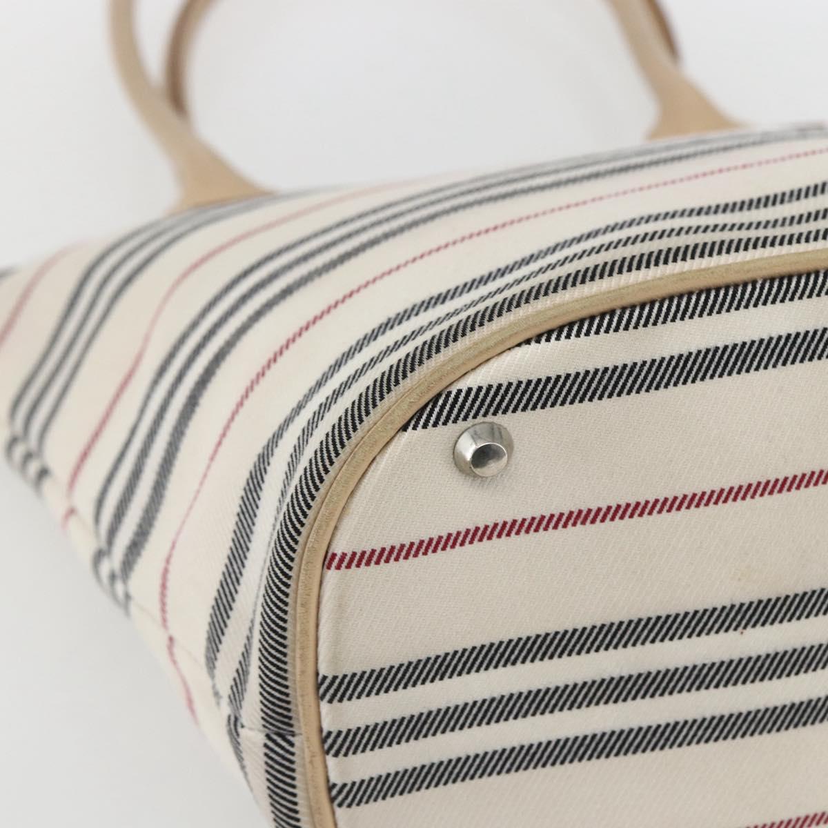 BURBERRY Nova Check Tote Bag Canvas Leather White Silver Auth hk3518