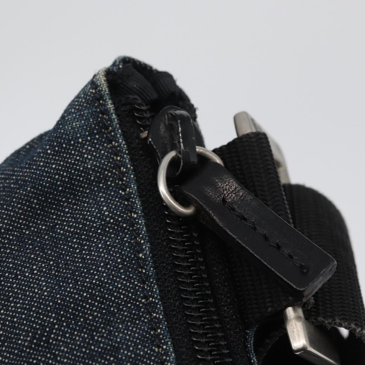 Burberrys Blue Label Shoulder Bag Denim Blue Silver Auth hk3519