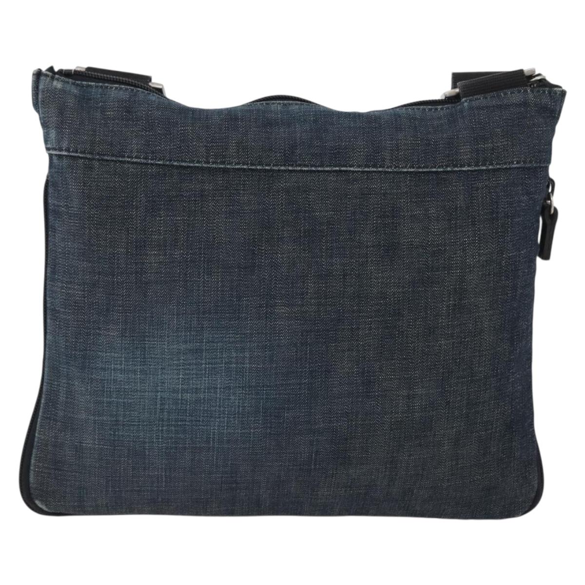 Burberrys Blue Label Shoulder Bag Denim Blue Silver Auth hk3519