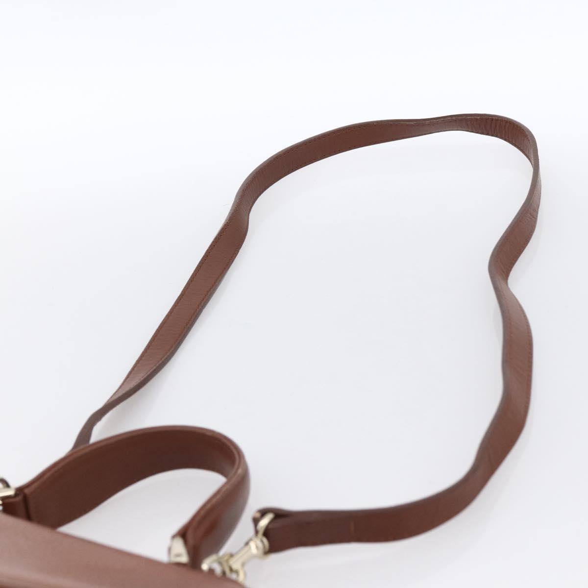 Burberrys Hand Bag Leather 2way Brown Gold Auth hk3526