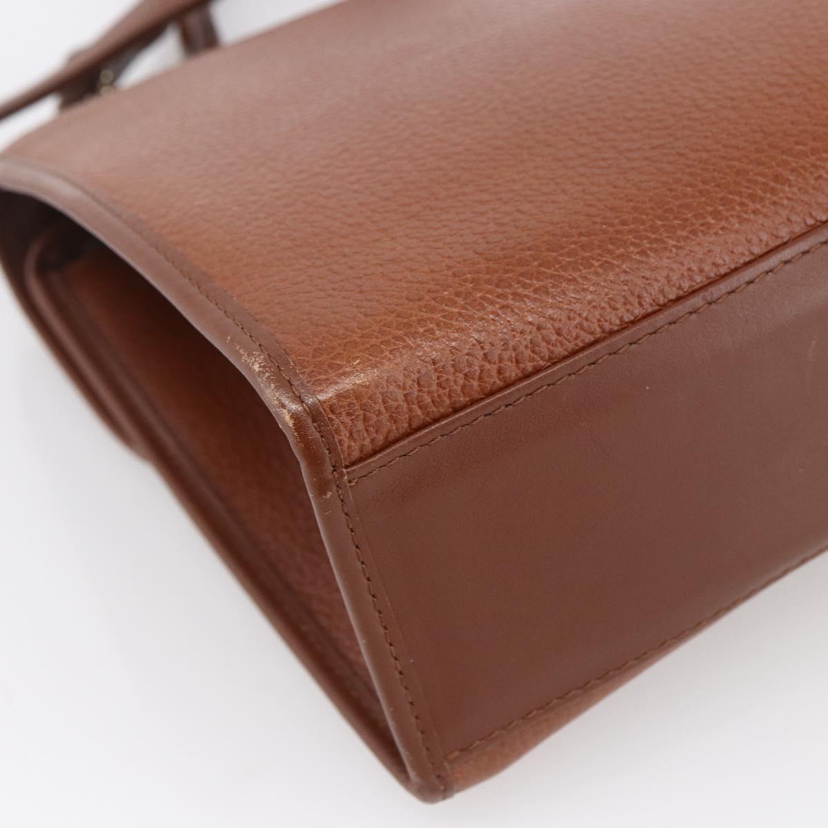 Burberrys Hand Bag Leather 2way Brown Gold Auth hk3526