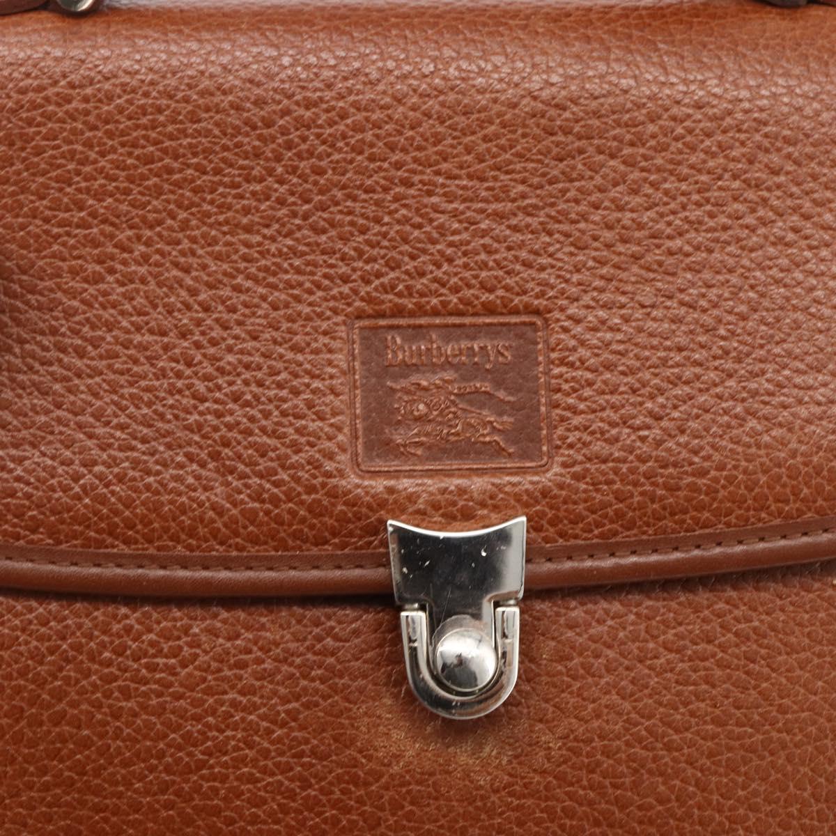 Burberrys Hand Bag Leather 2way Brown Gold Auth hk3526