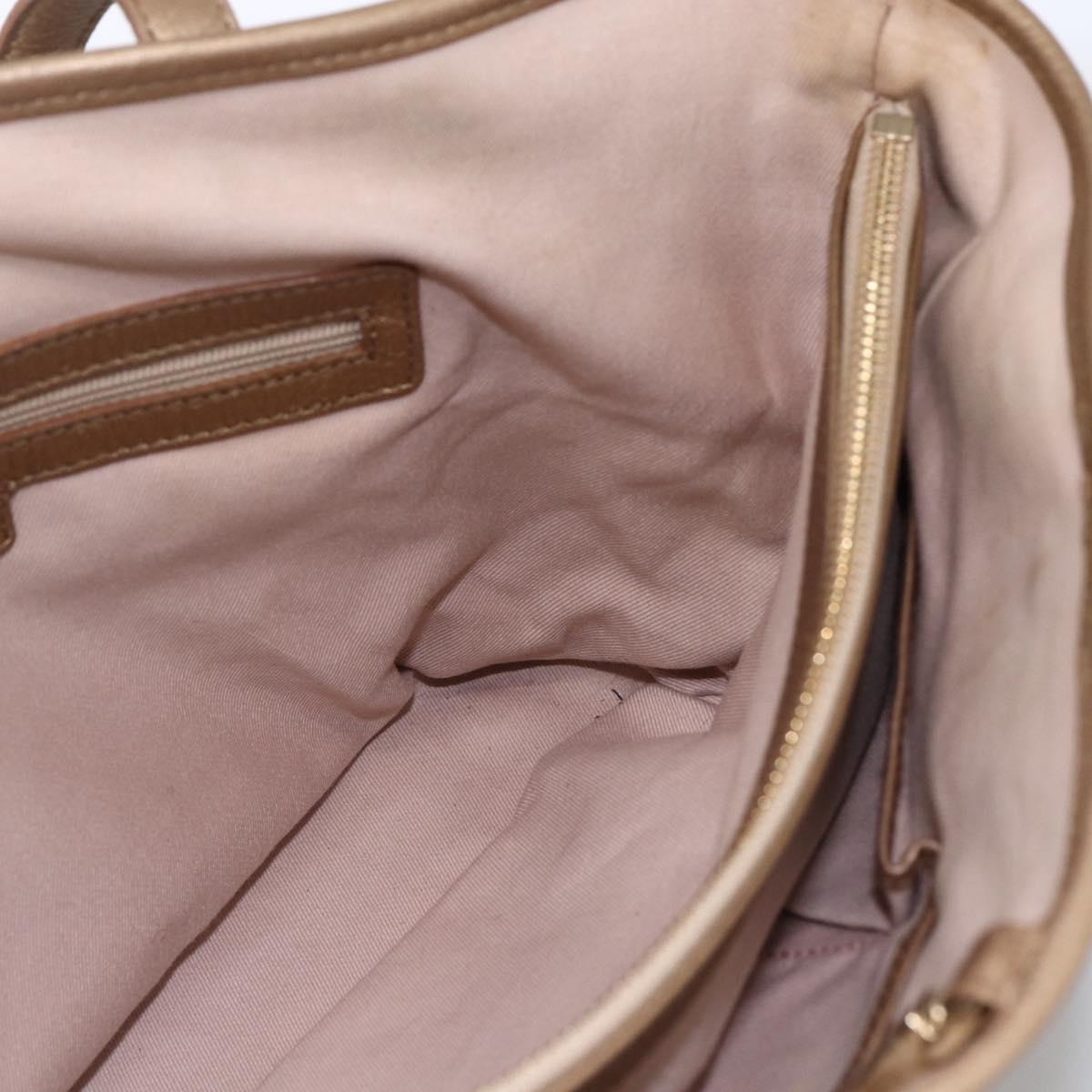BVLGARI Tote Bag Leather Gold Tone Auth hk3527