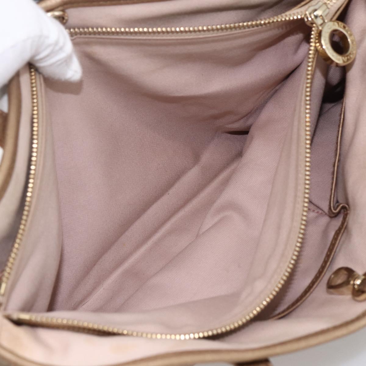 BVLGARI Tote Bag Leather Gold Tone Auth hk3527