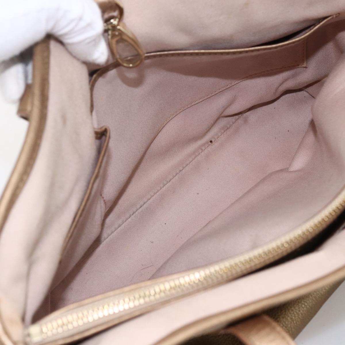 BVLGARI Tote Bag Leather Gold Tone Auth hk3527