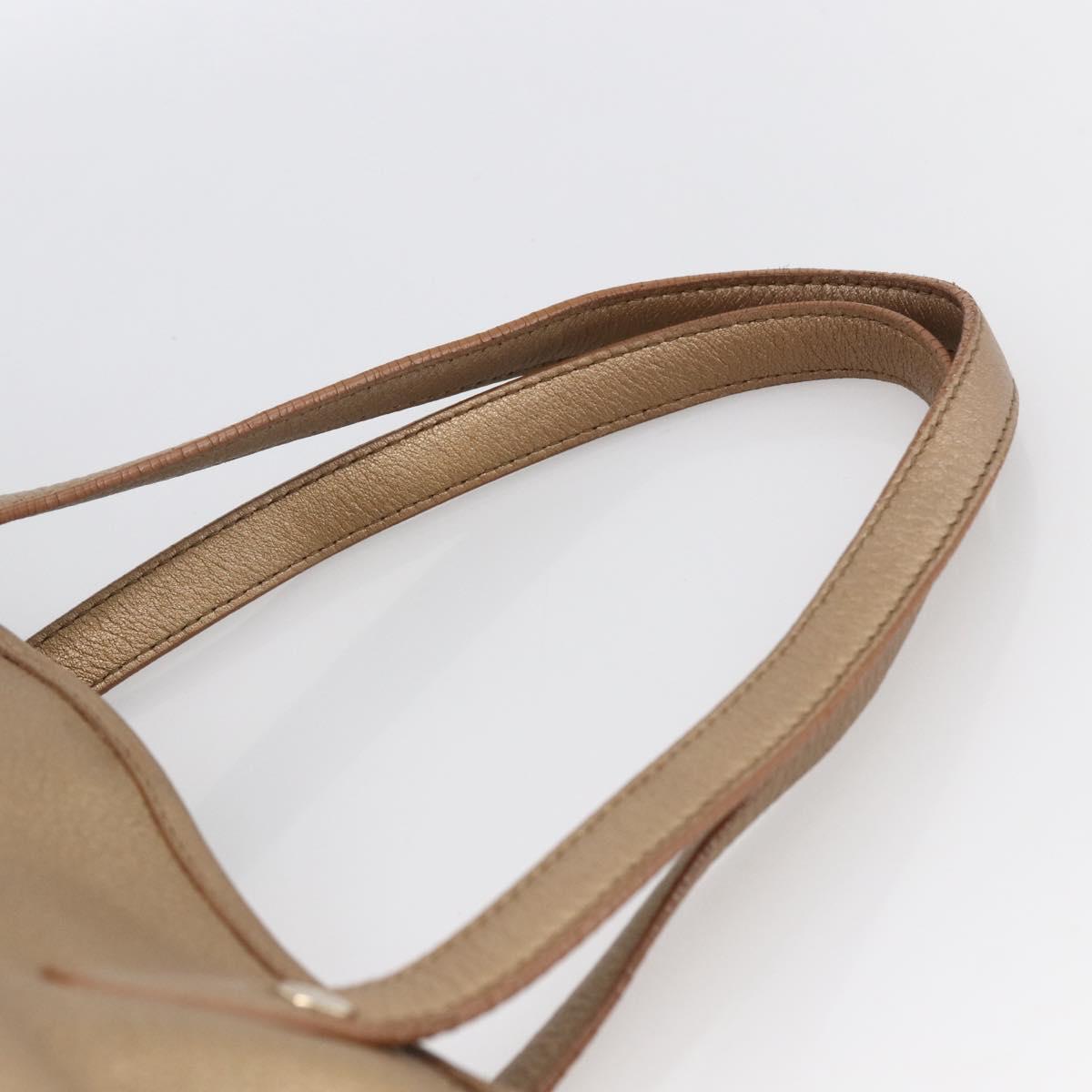 BVLGARI Tote Bag Leather Gold Tone Auth hk3527