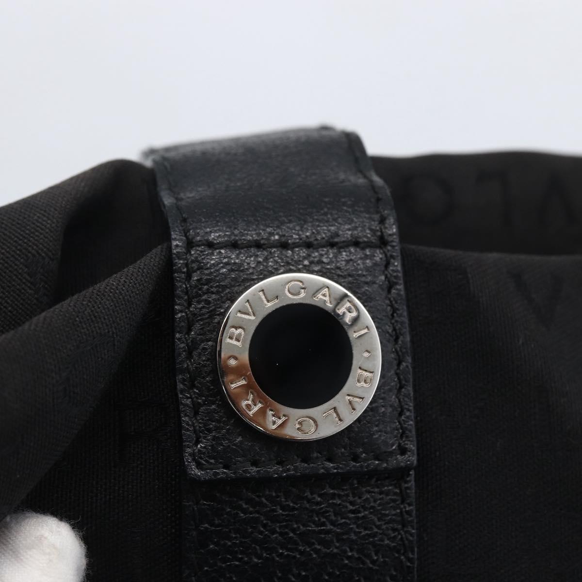 BVLGARI Tote Bag Canvas Black Silver Auth hk3529