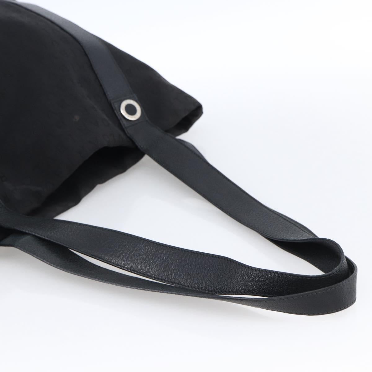 BVLGARI Tote Bag Canvas Black Silver Auth hk3529