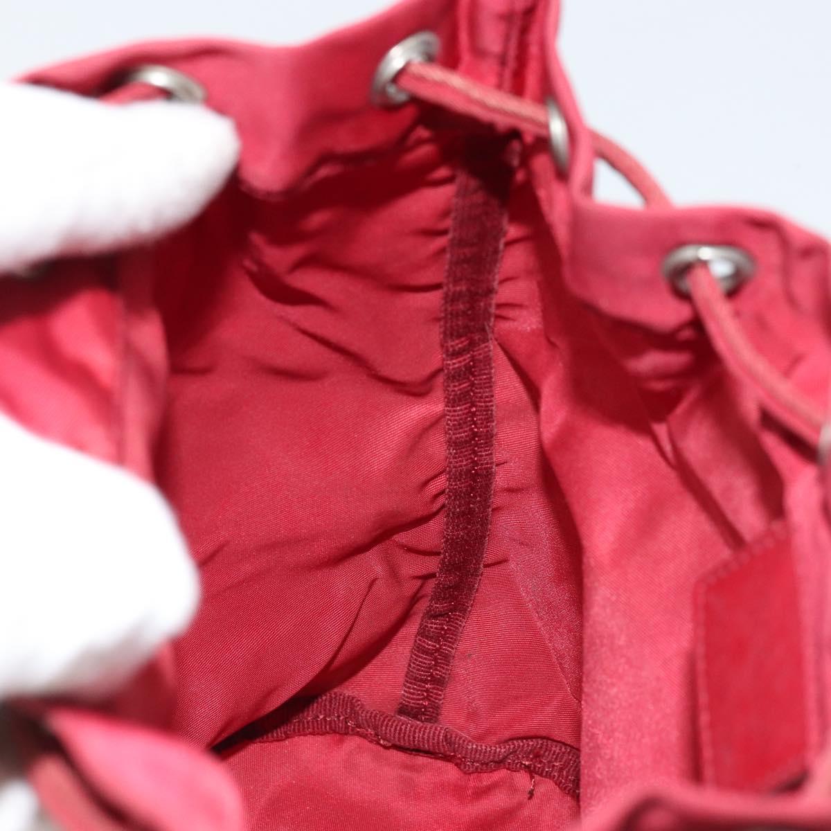 PRADA Drawstring Pouch Nylon Red Auth hk3533