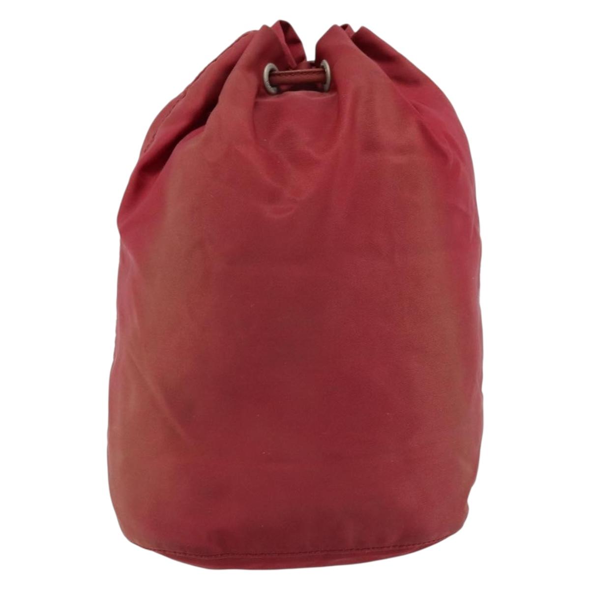 PRADA Drawstring Pouch Nylon Red Auth hk3533