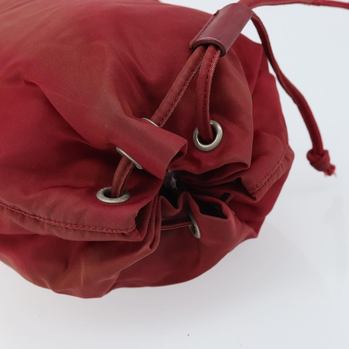 PRADA Drawstring Pouch Nylon Red Auth hk3533