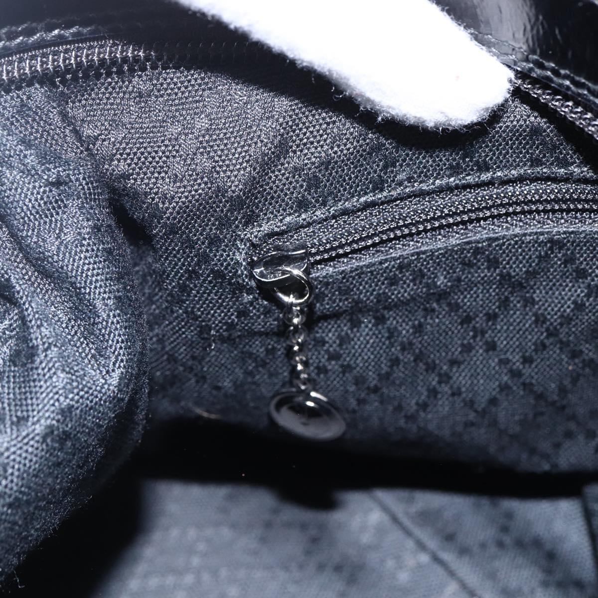 GUCCI Bamboo Hand Bag Nylon Black Silver Auth hk3536