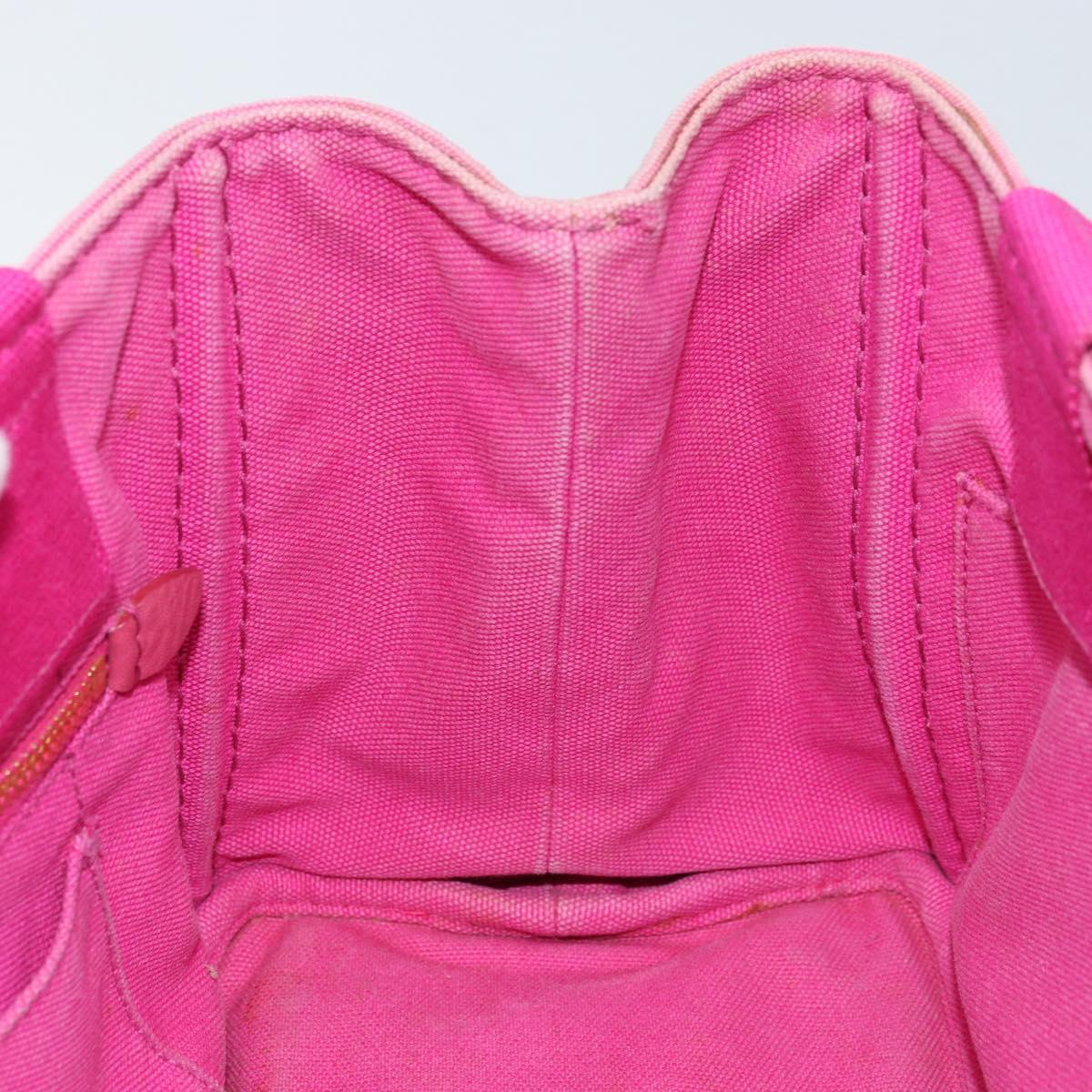PRADA Canapa PM Hand Bag Canvas Pink Gold Auth hk3537