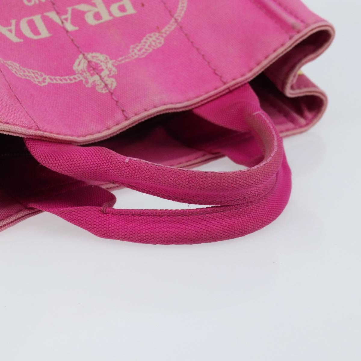 PRADA Canapa PM Hand Bag Canvas Pink Gold Auth hk3537