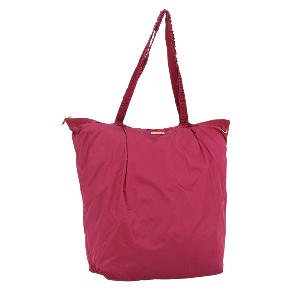 Miu Miu Tote Bag Nylon Pink Gold Auth hk3540