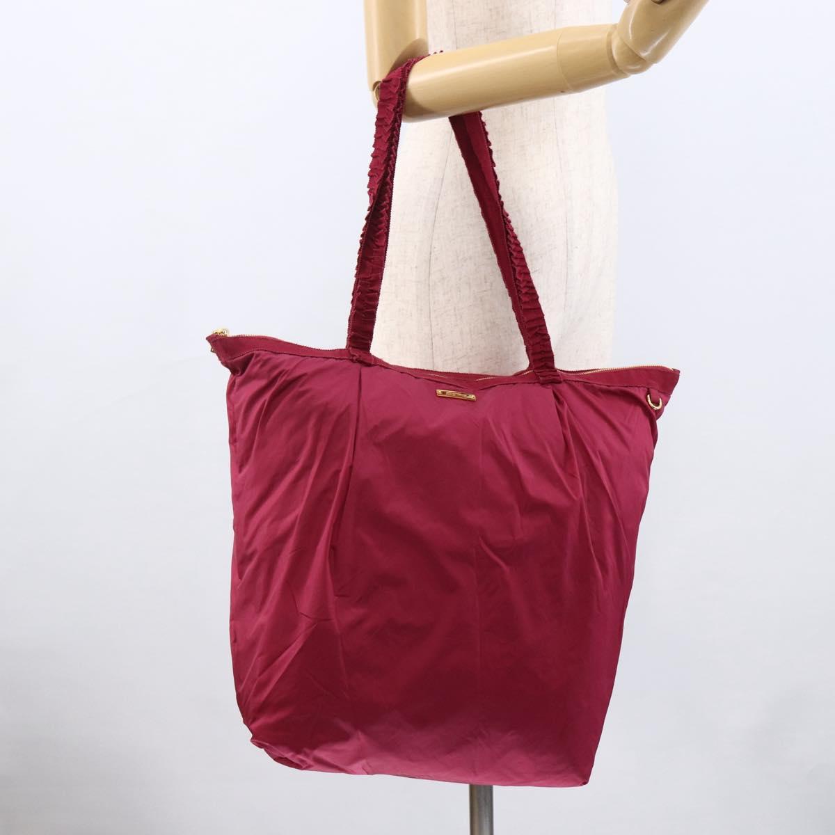 Miu Miu Tote Bag Nylon Pink Gold Auth hk3540