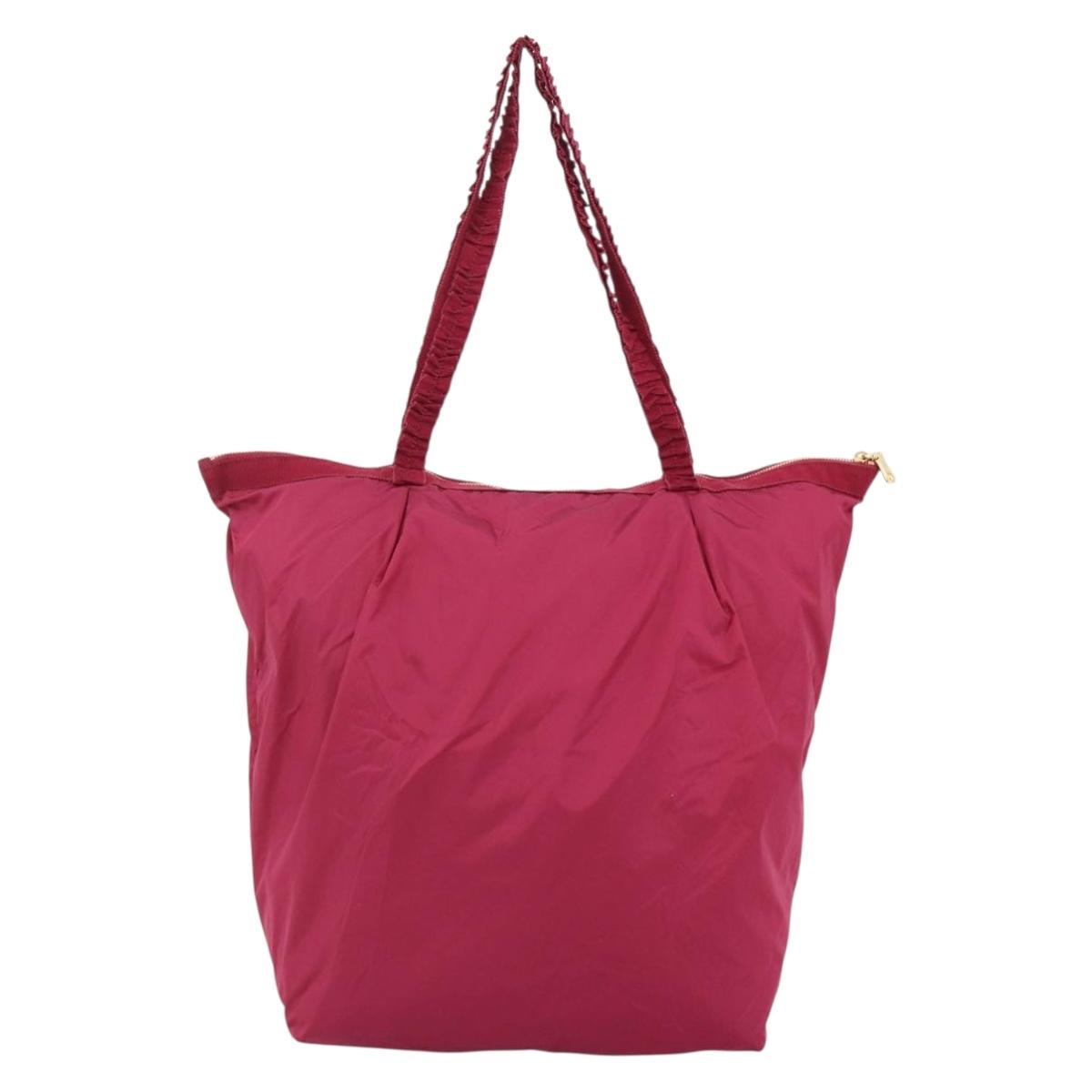 Miu Miu Tote Bag Nylon Pink Gold Auth hk3540