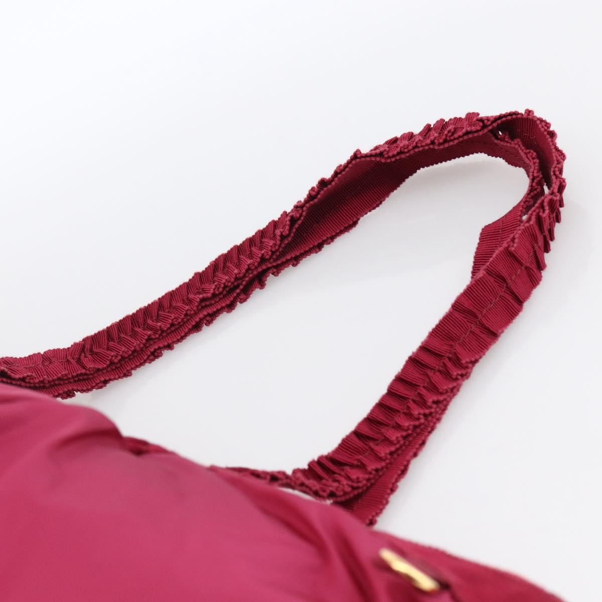 Miu Miu Tote Bag Nylon Pink Gold Auth hk3540