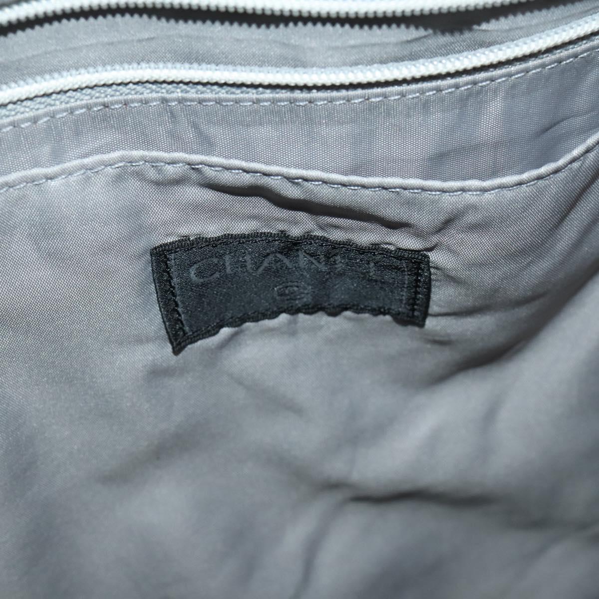 CHANEL Tote Bag Nylon Gray Silver CC Auth hk3544