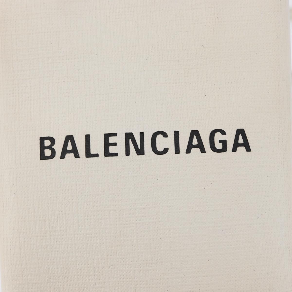 BALENCIAGA Shopping Phone Holder Shoulder Bag Leather White 593826 Auth hk3545