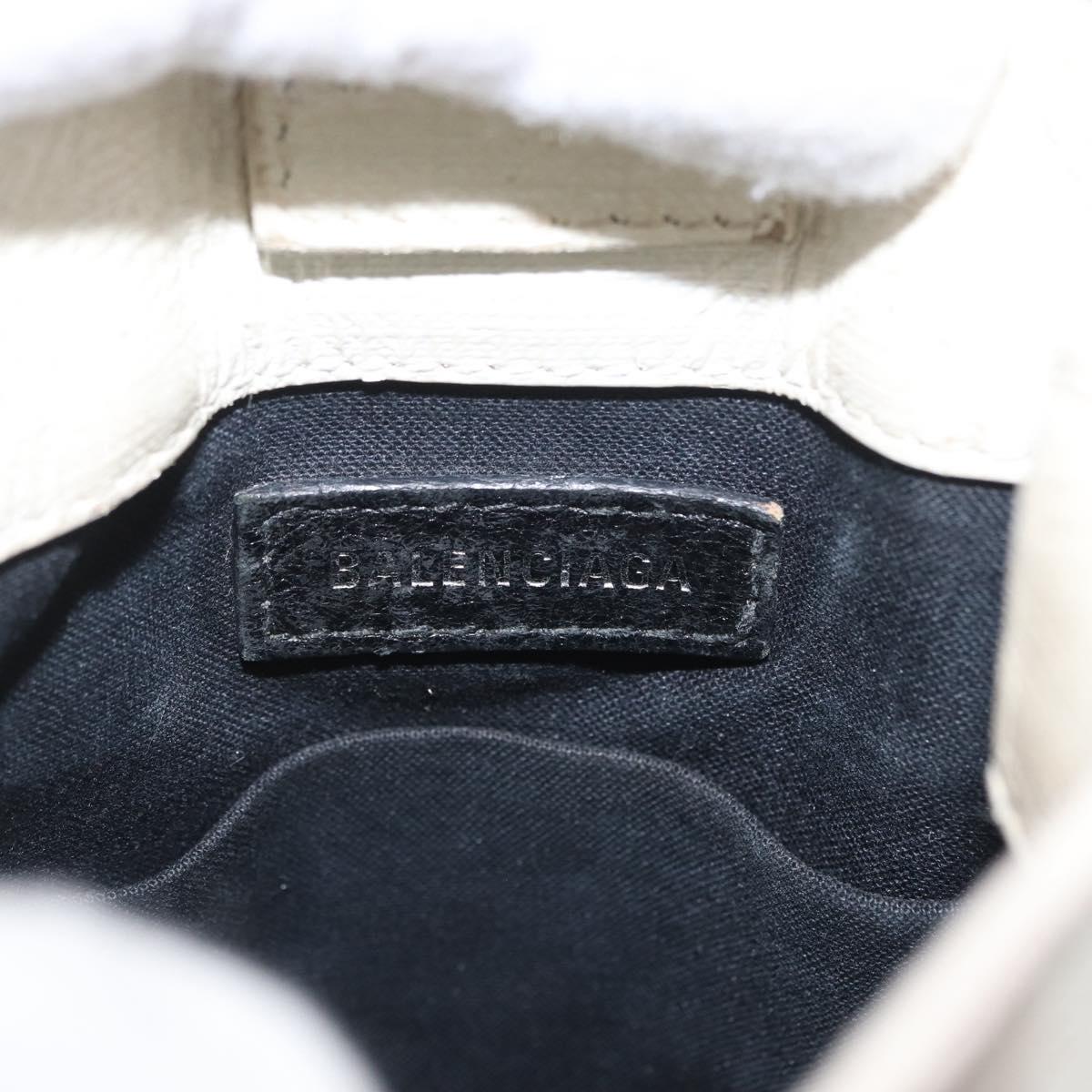 BALENCIAGA Shopping Phone Holder Shoulder Bag Leather White 593826 Auth hk3545