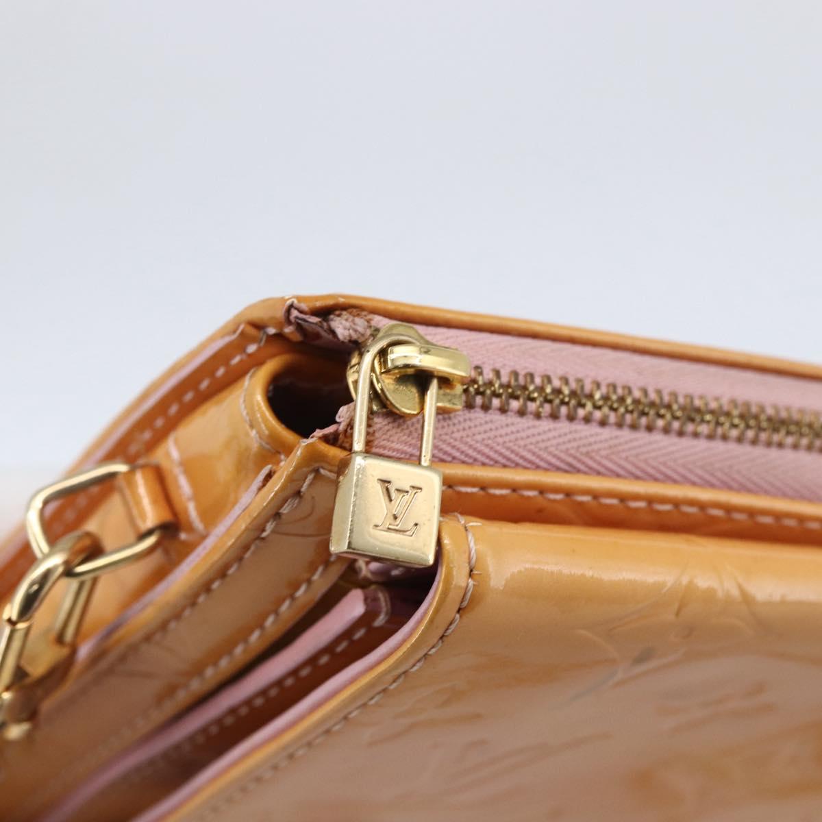 LOUIS VUITTON Monogram Vernis Motto Pouch Marshmallow Pink M91312 LV Auth hk3549