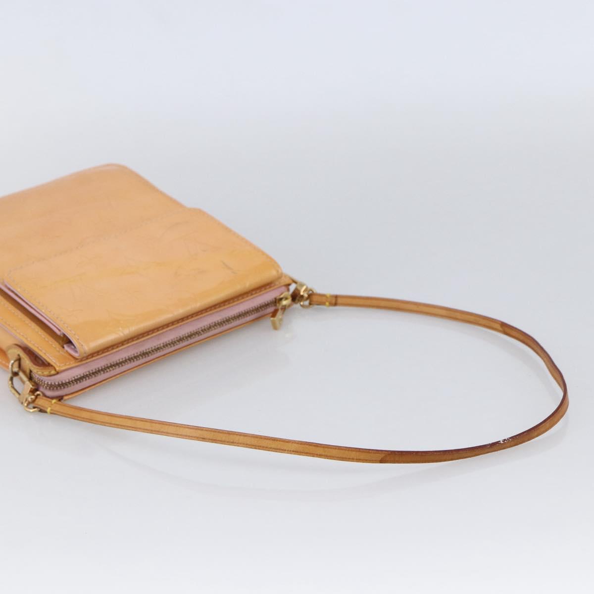 LOUIS VUITTON Monogram Vernis Motto Pouch Marshmallow Pink M91312 LV Auth hk3549
