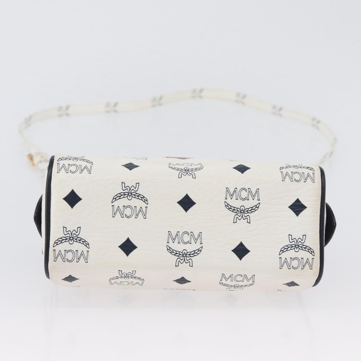 MCM Vicetos Logogram Hand Bag PVC Leather 2way White Gold Auth hk3553
