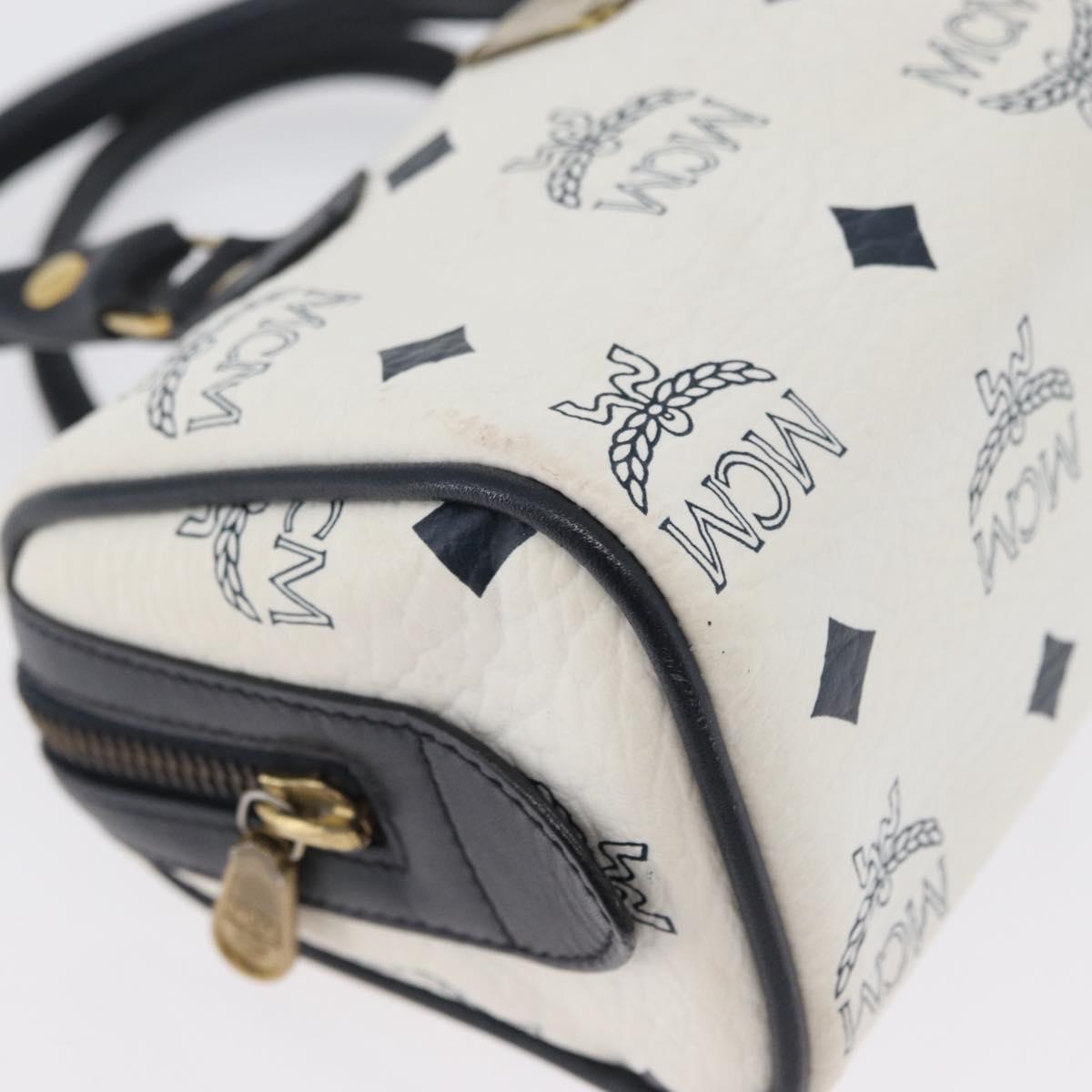 MCM Vicetos Logogram Hand Bag PVC Leather 2way White Gold Auth hk3553