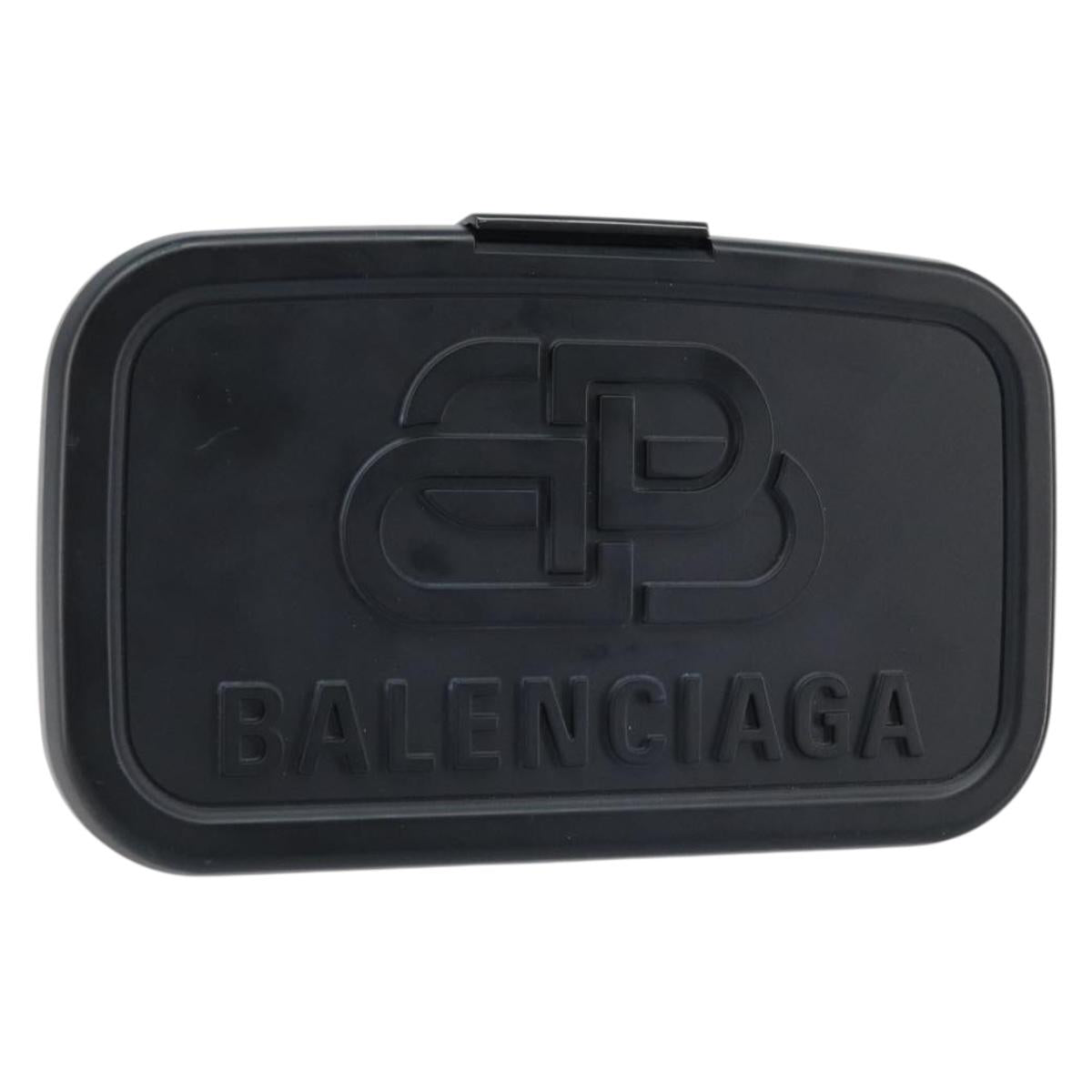 BALENCIAGA Lunch box Clutch Bag plastic Black 638209 Auth hk3554