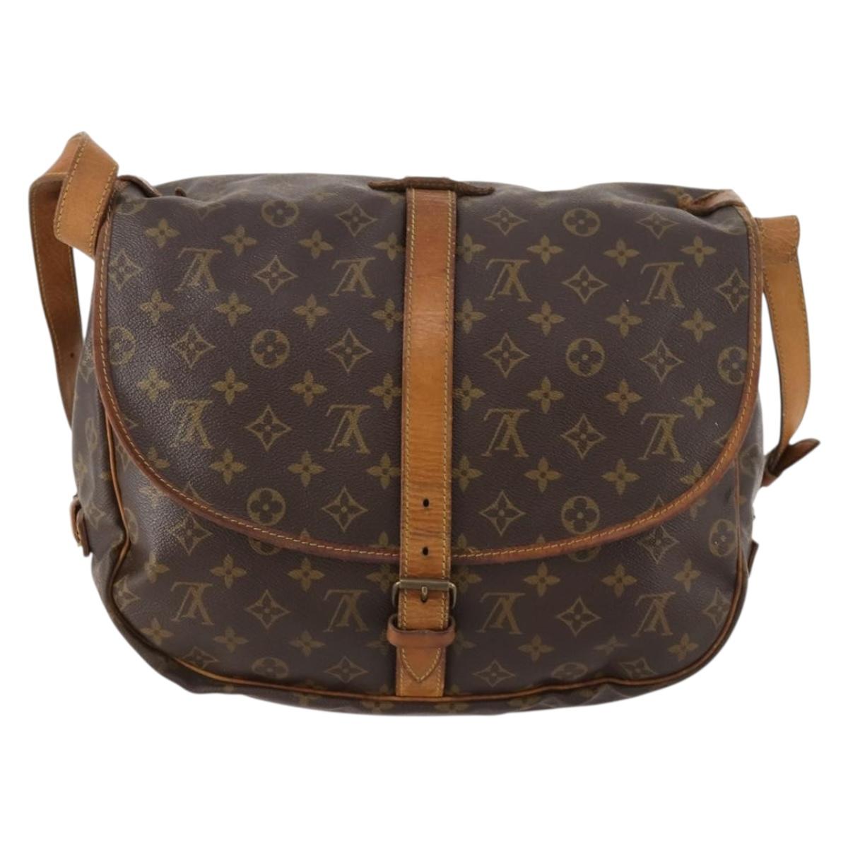 LOUIS VUITTON Monogram Saumur 35 Shoulder Bag M42254 LV Auth hk3565