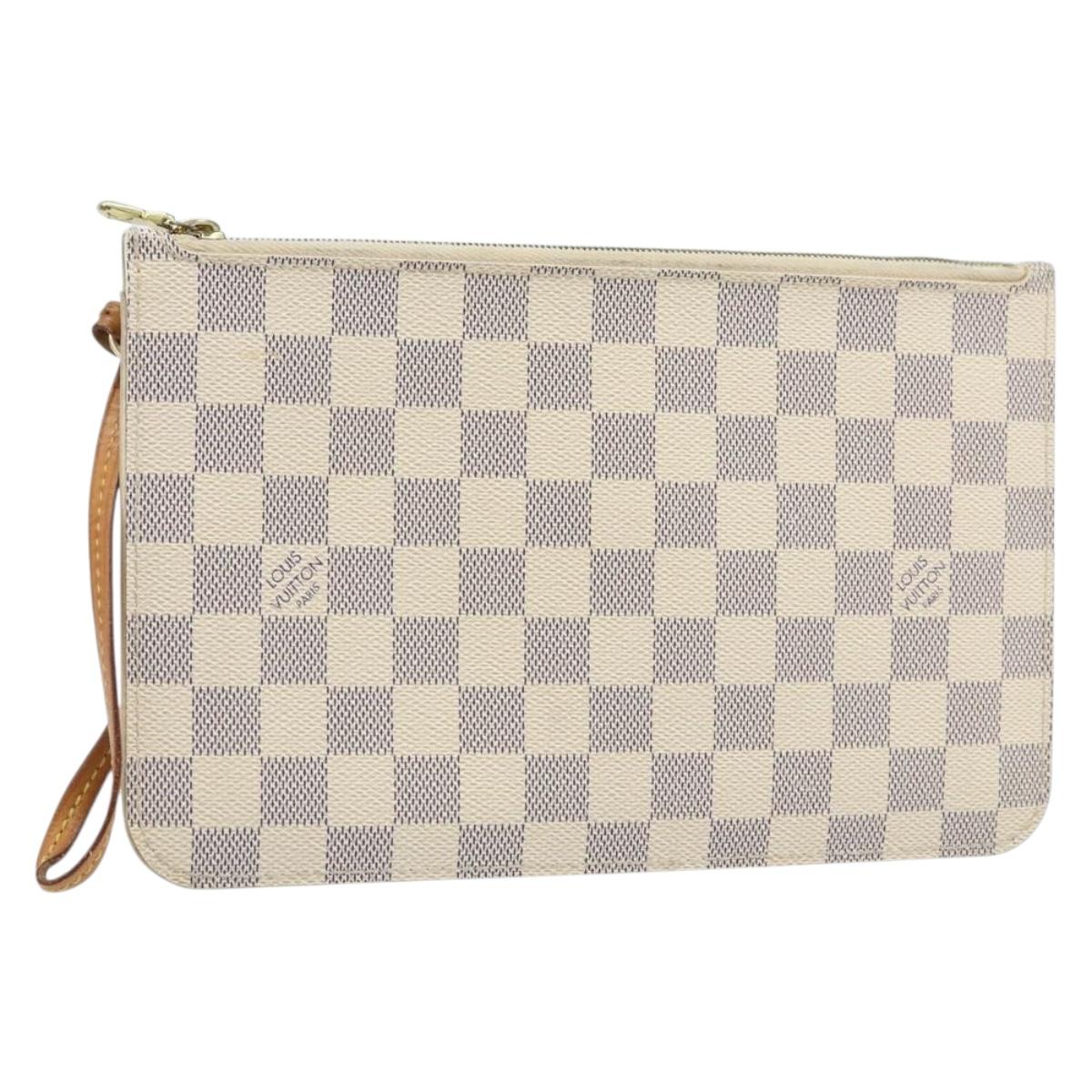 LOUIS VUITTON Damier Azur Neverfull MM Pouch LV Auth hk3571