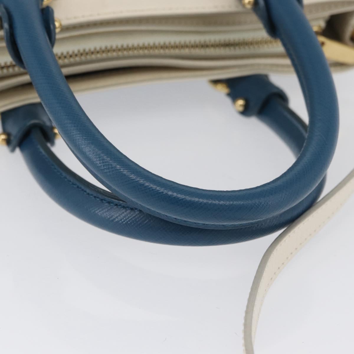 Salvatore Ferragamo Gancini Hand Bag Leather 2way Blue Gold Auth hk3580A