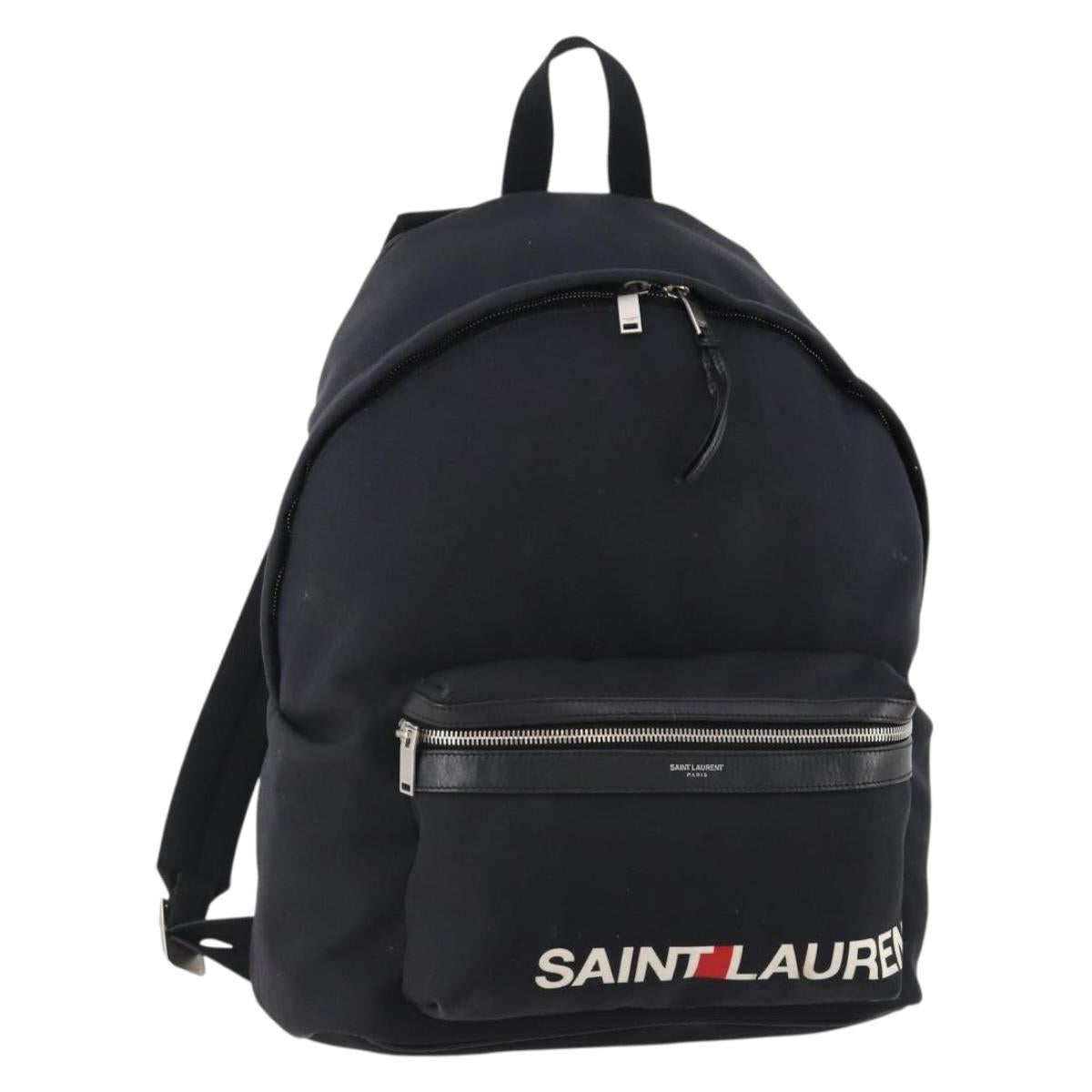 SAINT LAURENT Backpack Canvas Black Silver Auth hk3604
