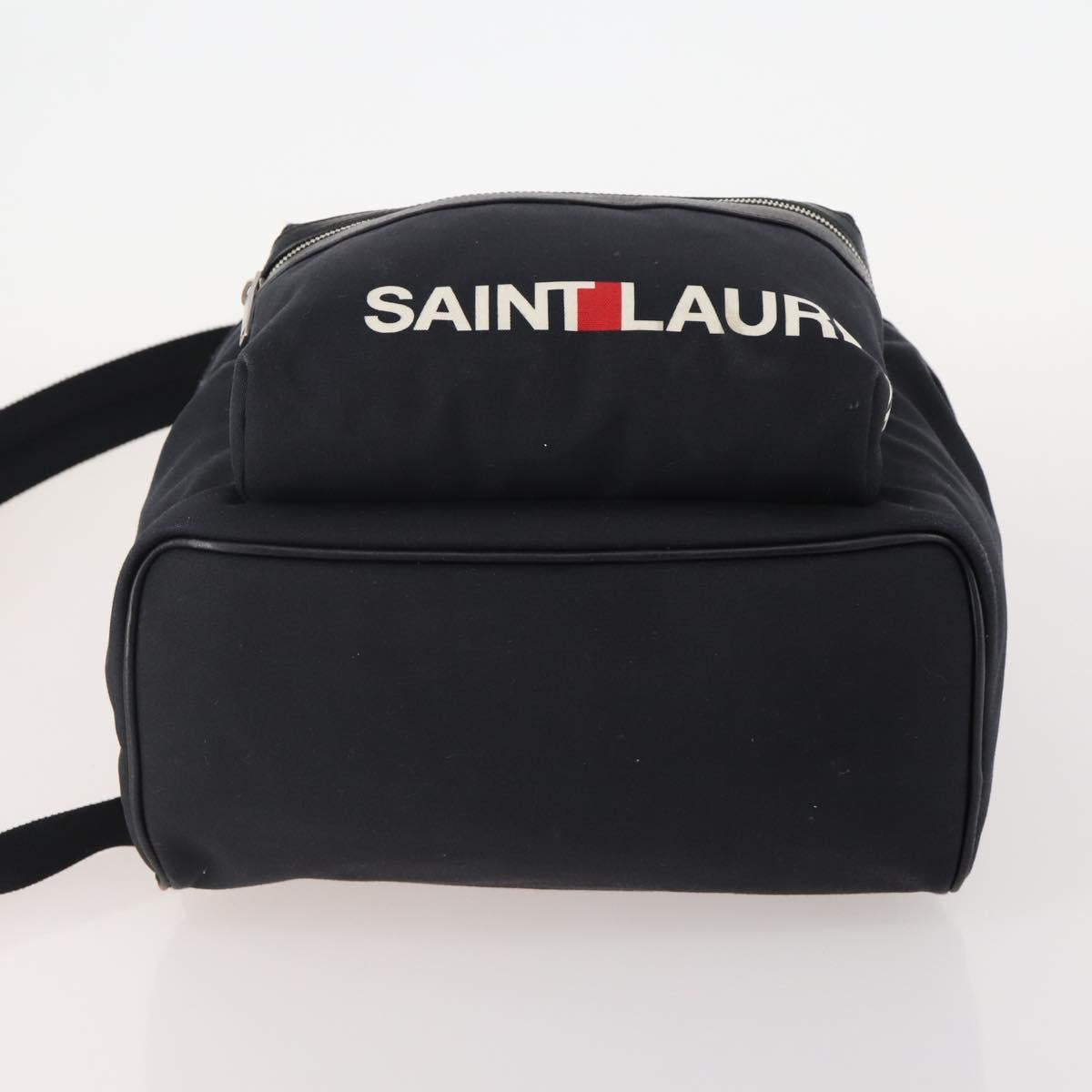 SAINT LAURENT Backpack Canvas Black Silver Auth hk3604
