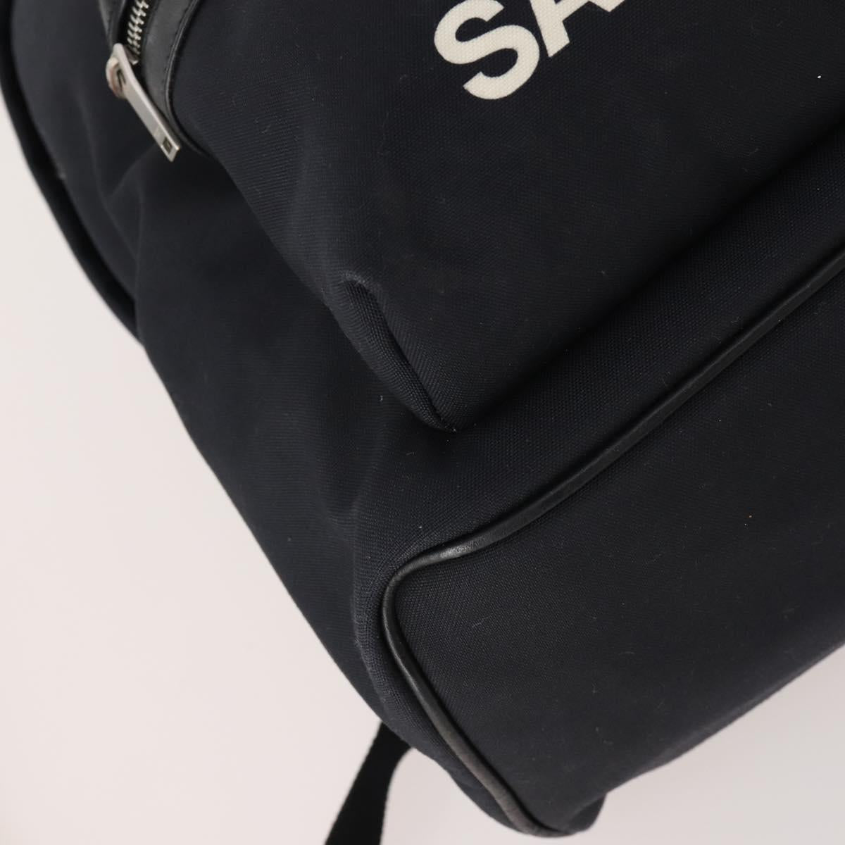 SAINT LAURENT Backpack Canvas Black Silver Auth hk3604