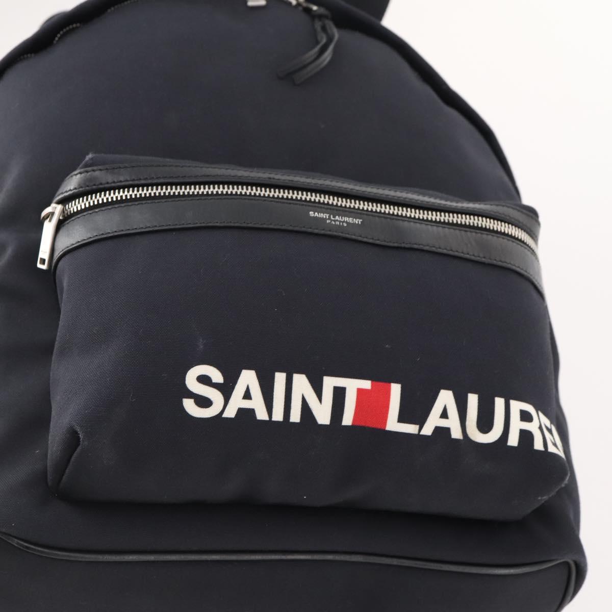 SAINT LAURENT Backpack Canvas Black Silver Auth hk3604