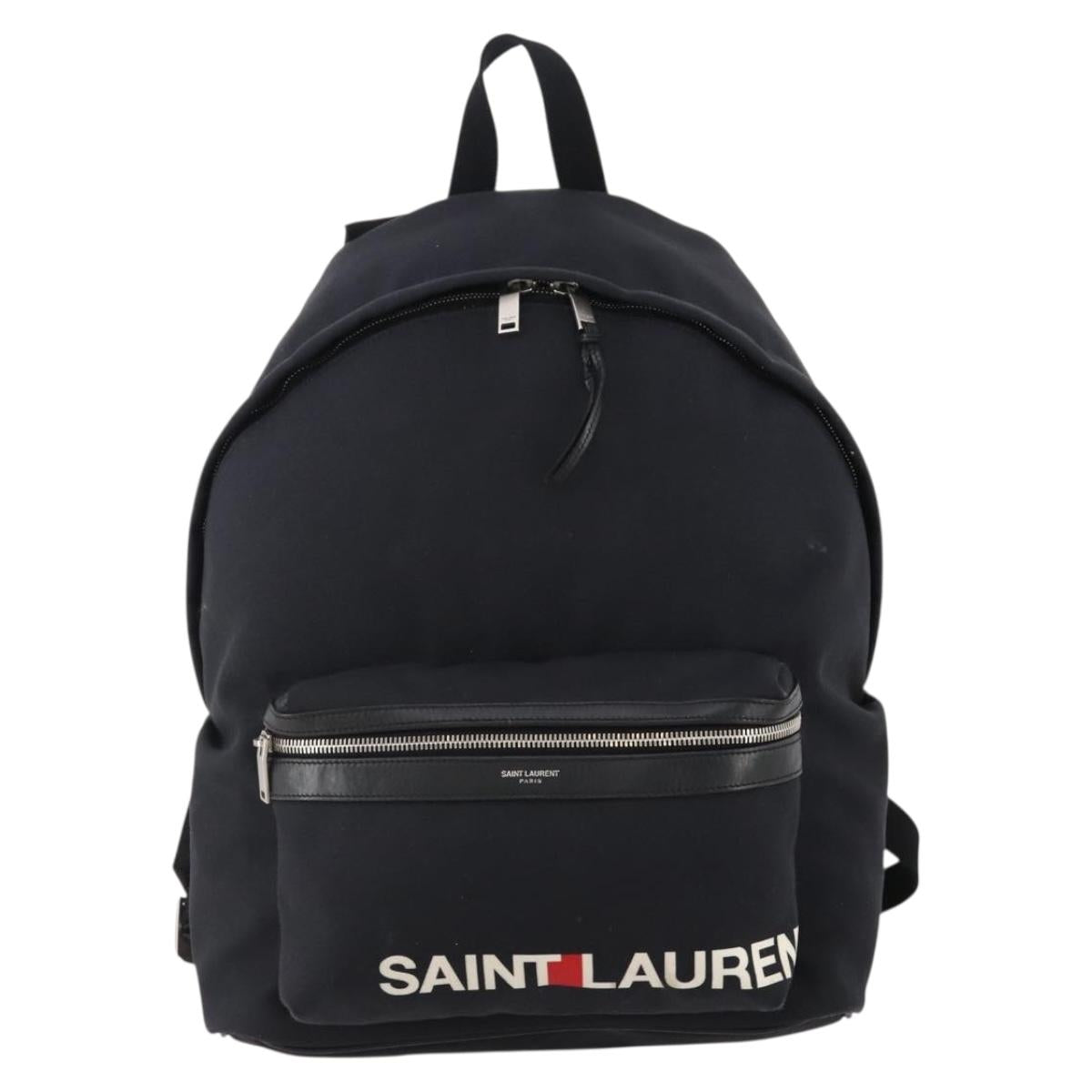 SAINT LAURENT Backpack Canvas Black Silver Auth hk3604