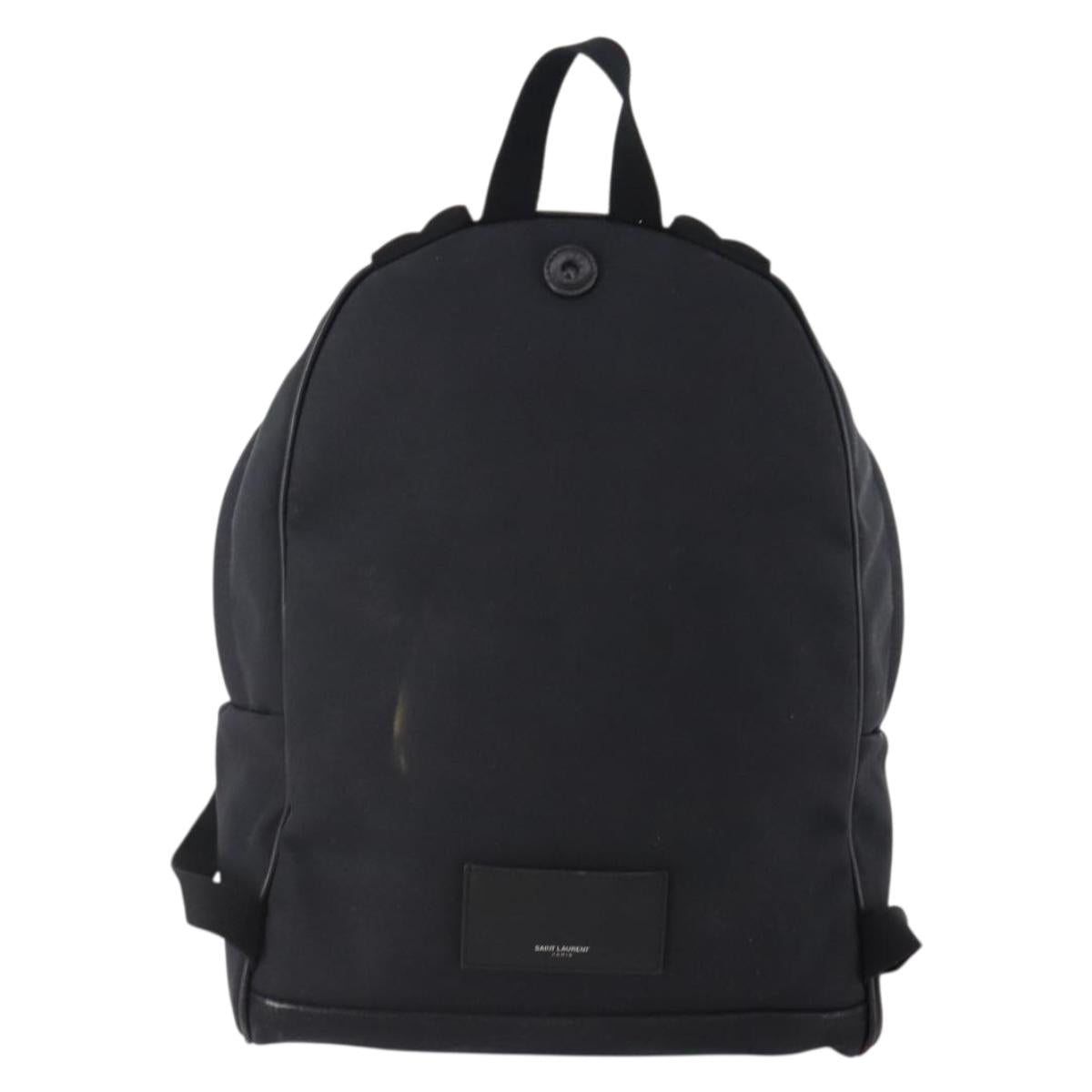 SAINT LAURENT Backpack Canvas Black Silver Auth hk3604