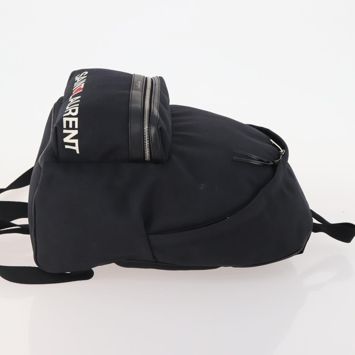 SAINT LAURENT Backpack Canvas Black Silver Auth hk3604