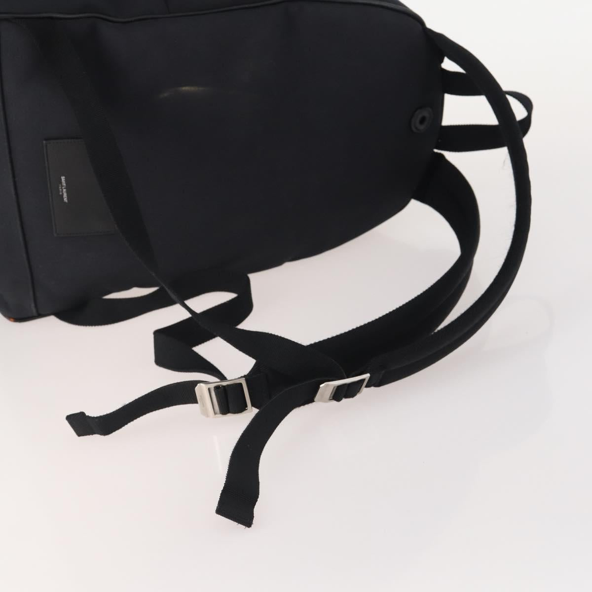 SAINT LAURENT Backpack Canvas Black Silver Auth hk3604