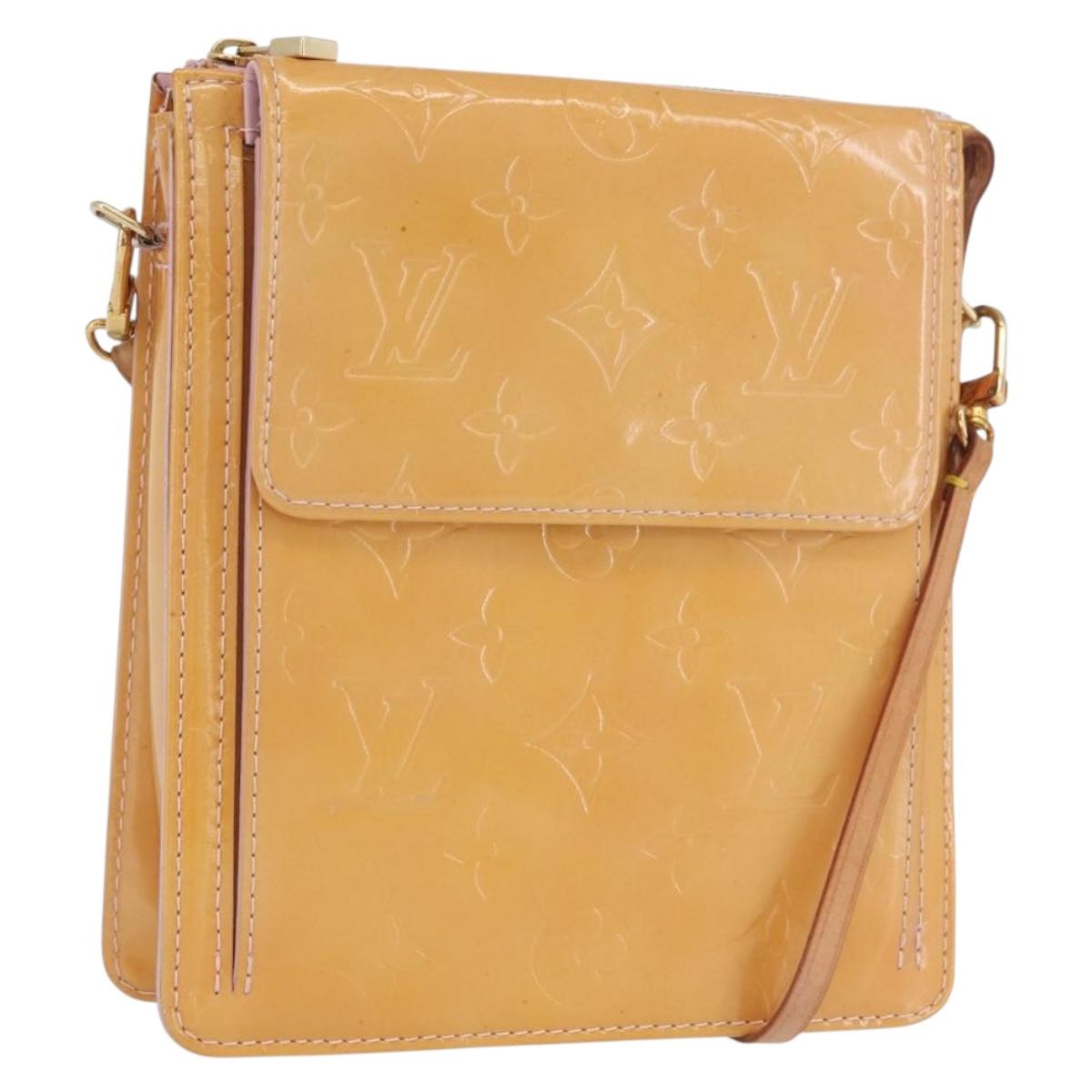 LOUIS VUITTON Monogram Vernis Motto Pouch Rose Florentin M91034 LV Auth hk3609