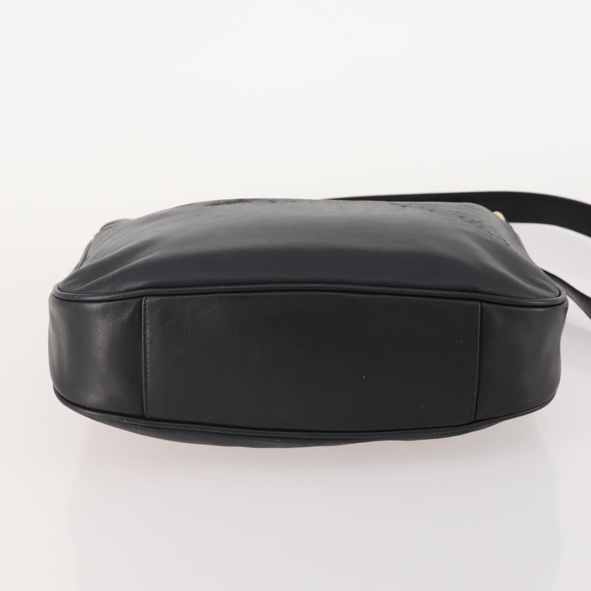 GUCCI Bamboo Shoulder Bag Leather 2way Black Gold 001 1781 1638 Auth hk3622