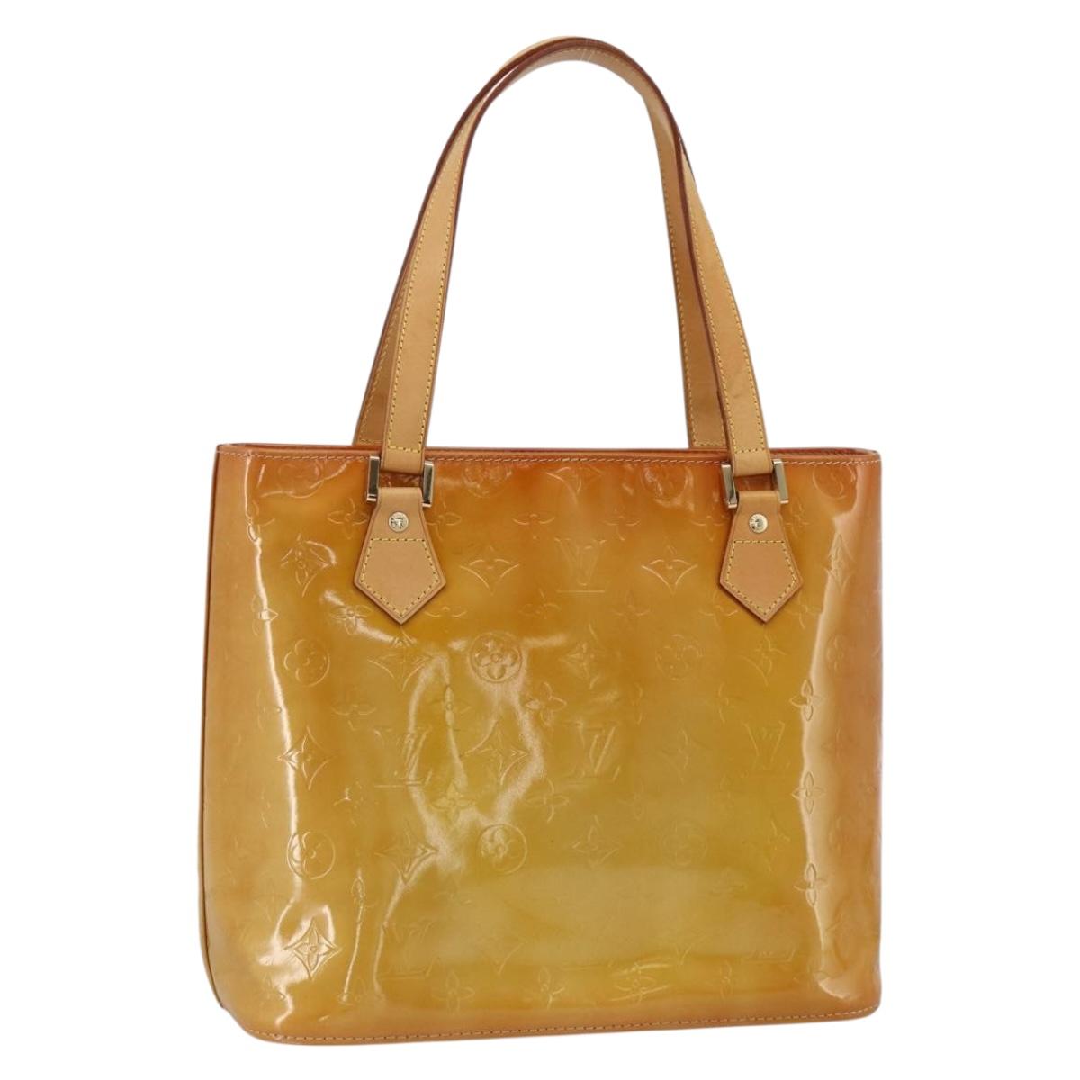 LOUIS VUITTON Monogram Vernis Houston Hand Bag Beige M91004 LV Auth hk3629