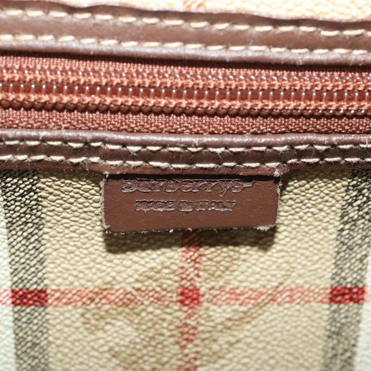 Burberrys Nova Check Boston Bag PVC 2way Beige Gold Auth hk3640
