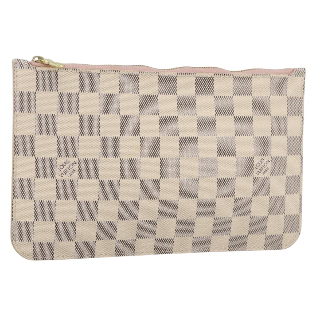 LOUIS VUITTON Damier Azur Neverfull MM Pouch Pouch LV Auth hk3645