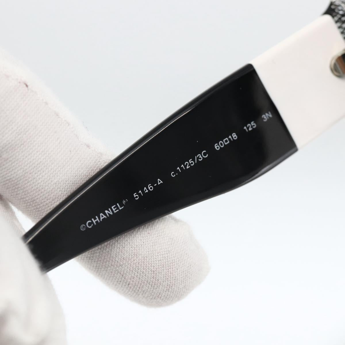 CHANEL COCO Mark Sunglasses Plastic Black 6146-A CC Auth hk3655A