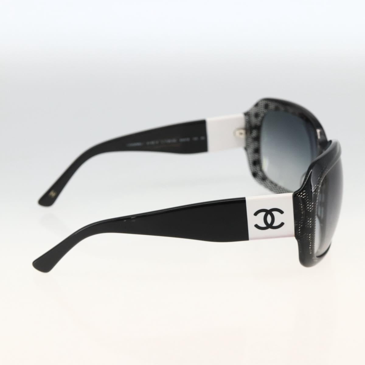 CHANEL COCO Mark Sunglasses Plastic Black 6146-A CC Auth hk3655A