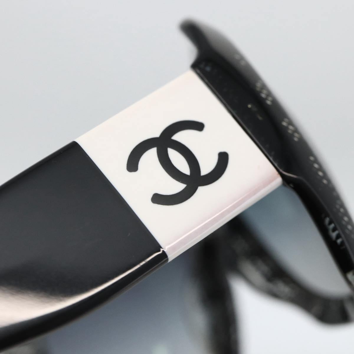 CHANEL COCO Mark Sunglasses Plastic Black 6146-A CC Auth hk3655A